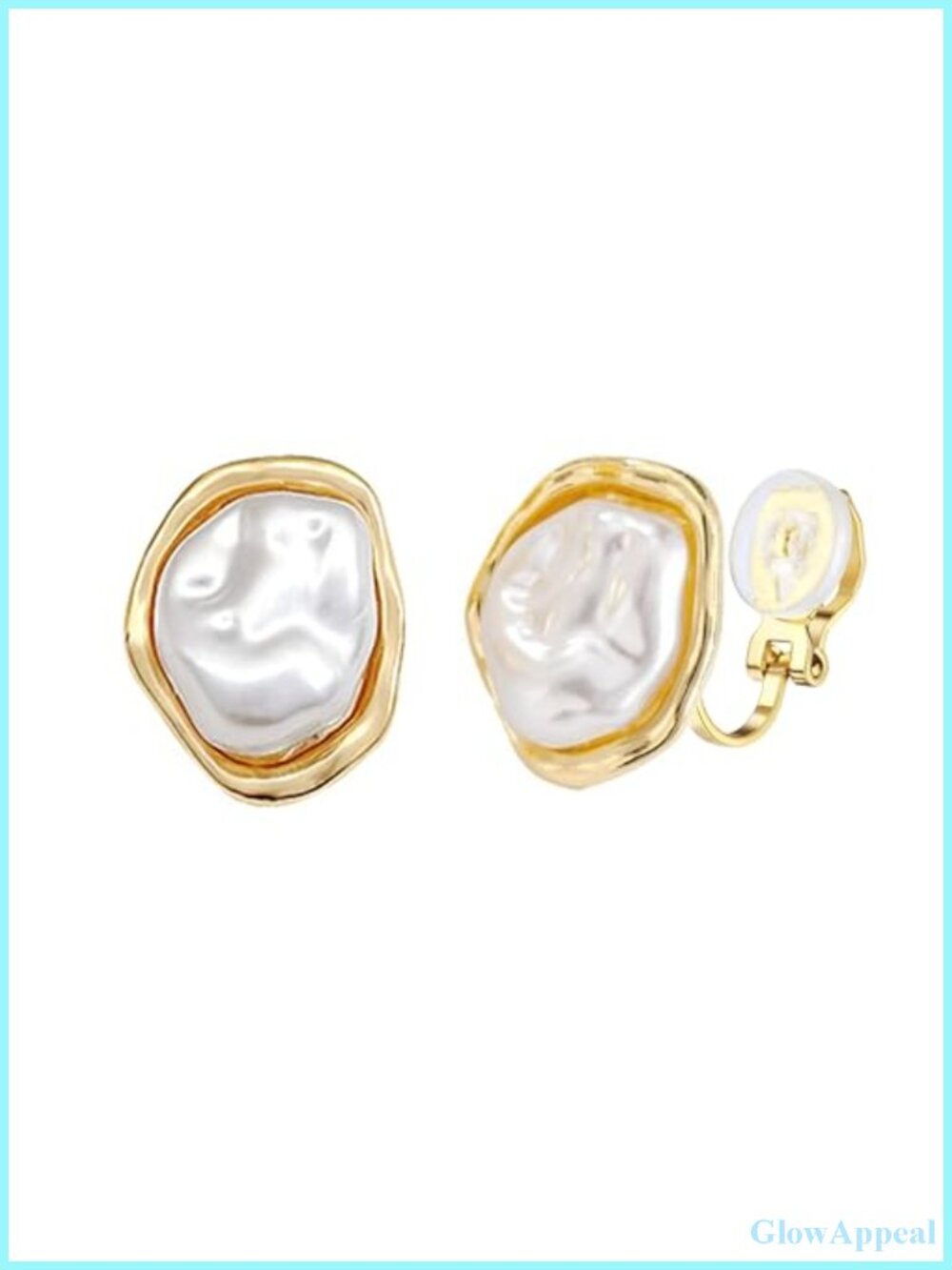 Clip On Earrings for Women, Gold Tone, Baroque Pearl, Vintage Style,